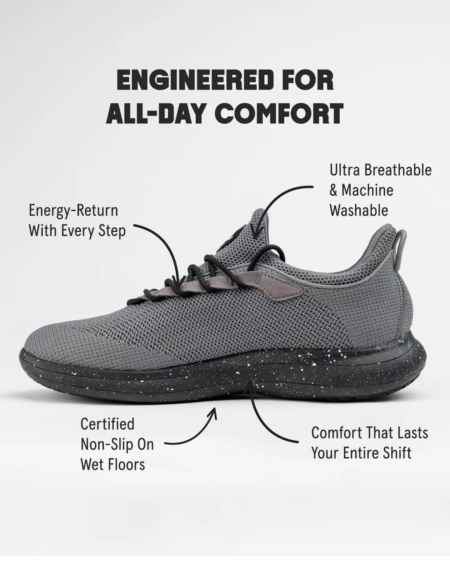 Orbit Charcoal | Certified Non-Slip Work Shoes | Snibbs