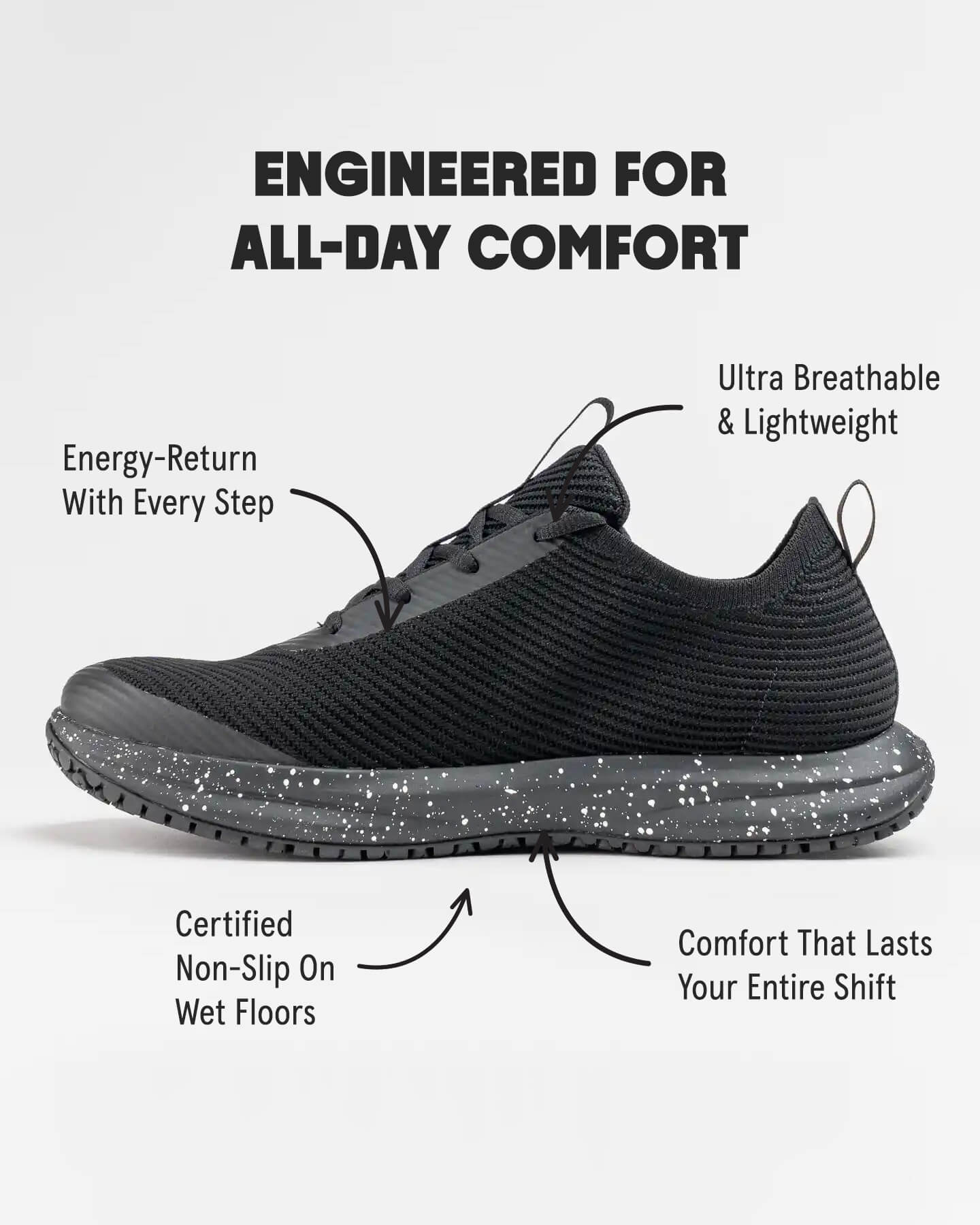 ROVR Black Speckle Premium Non-Slip Shoes | Snibbs