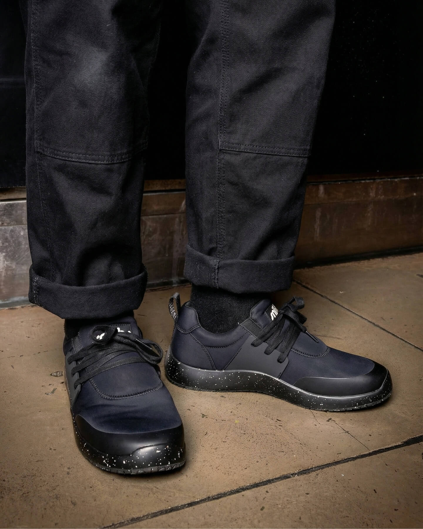 Spacecloud 2.0 Black Speckle: Black Work Sneakers - Snibbs